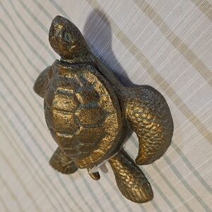 NWOT Patina Cast Iron Metal Blue Verdi Sea Turtle Beach Trinket Jewelry Decor